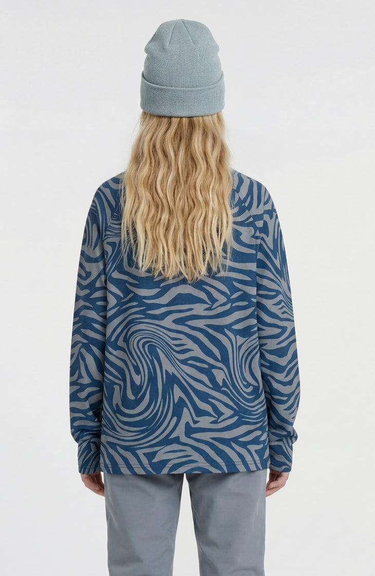 FWC'Cruz Printed Fleecepullover mit Halbreißverschluss | Blue Swirl Zebra