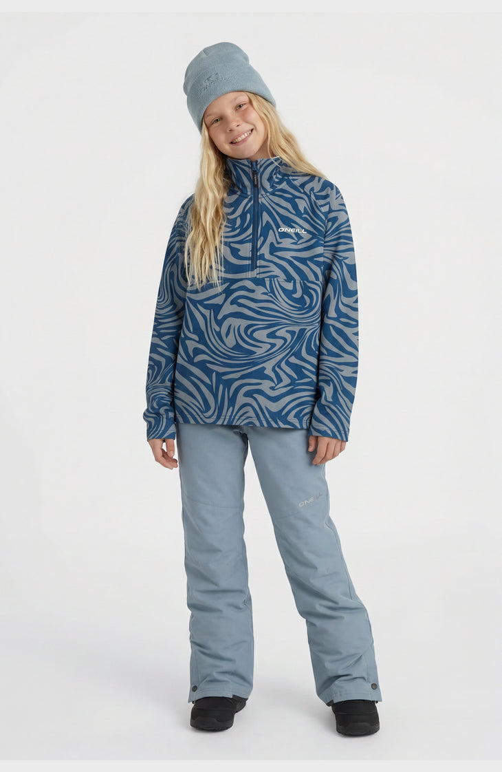 FWC'Cruz Printed Fleecepullover mit Halbreißverschluss | Blue Swirl Zebra