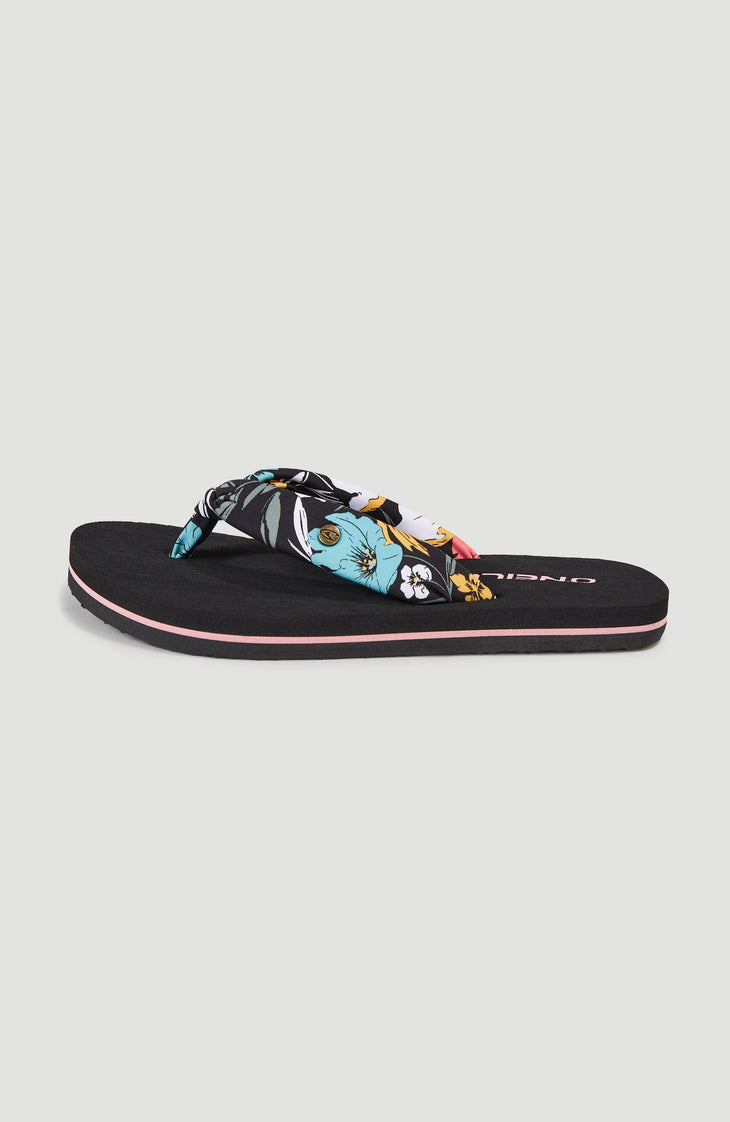 Ditsy Sun Sandalen | Black/Blue Bluemchen