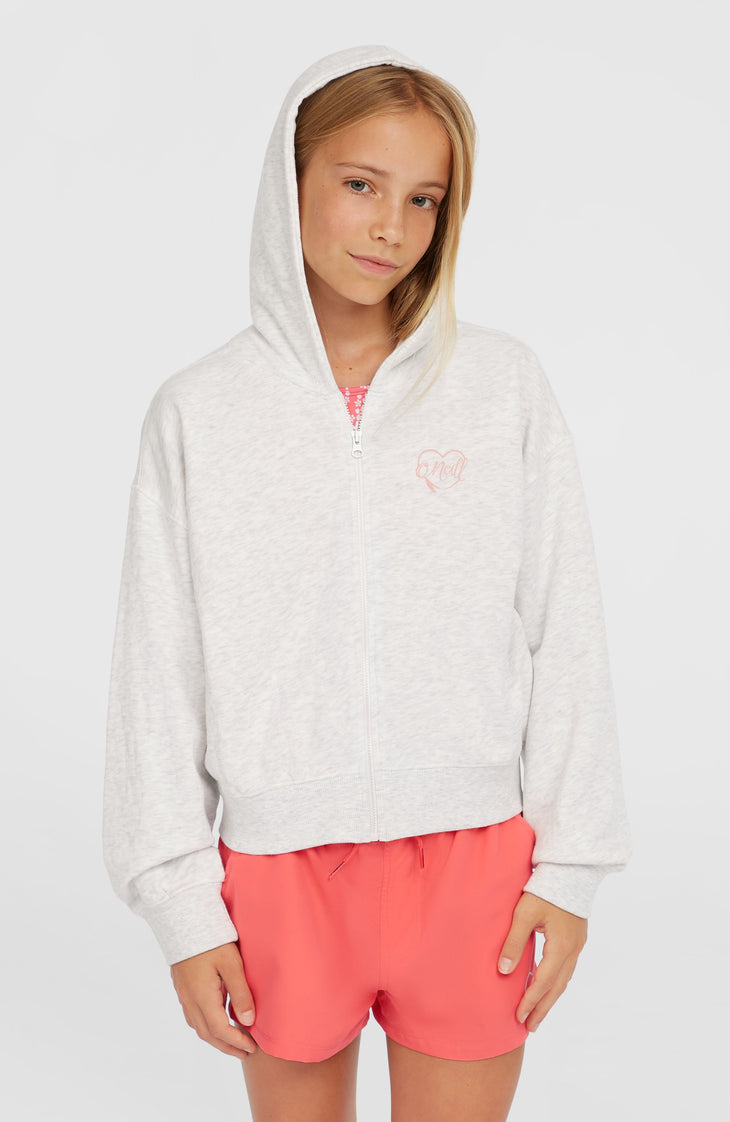 Script Kapuzenjacke mit Reißverschluss | White Melange