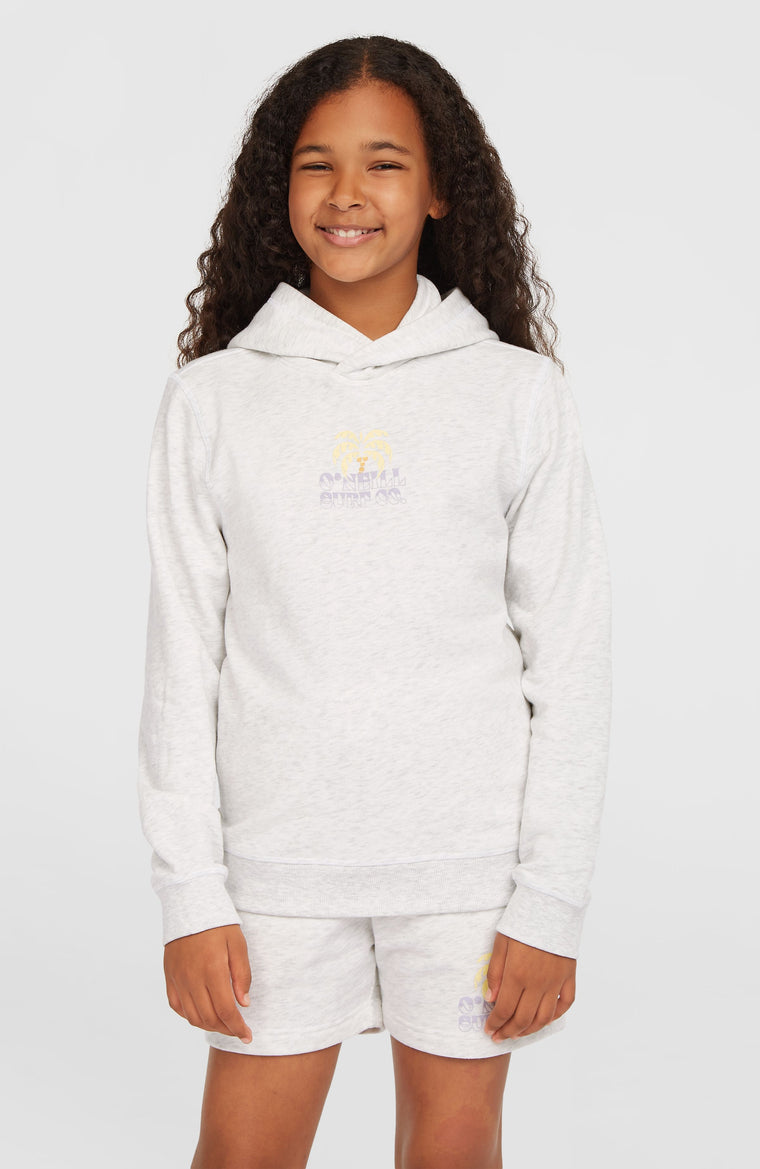 Back Print Hoodie | White Melange Back Print Hoodie | White Melange