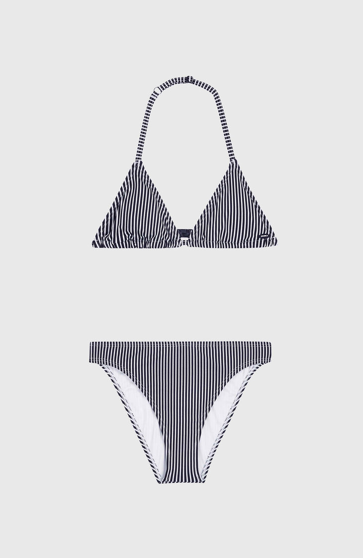 Essentials Triangel-Bikini-Set | Black Simple Stripe