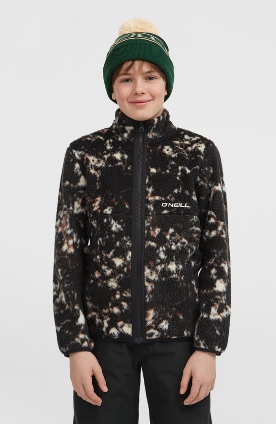 Flauschige Fleecejacke mit Reißverschluss | Black/Beige Quarry
