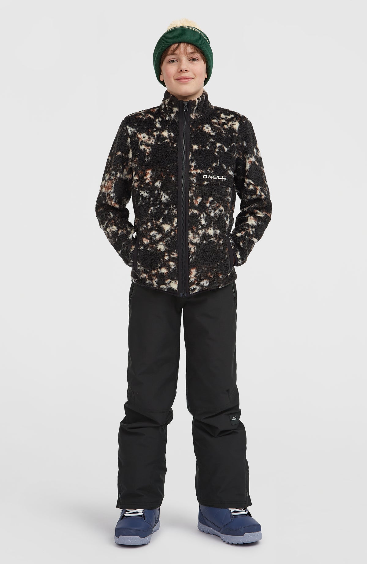 Flauschige Fleecejacke mit Reißverschluss | Black/Beige Quarry