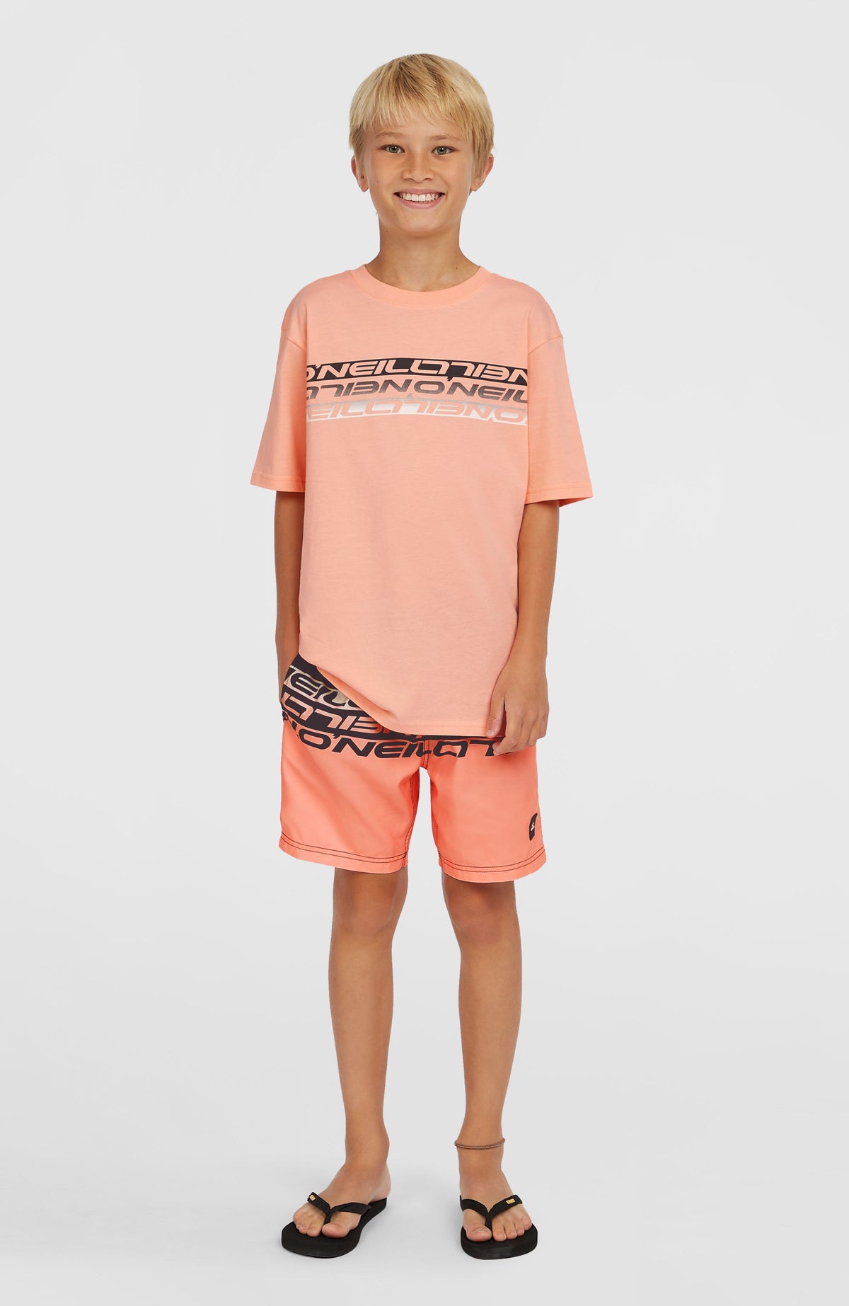 Cali Stripe 14'' Badehose | Coral Upside Down