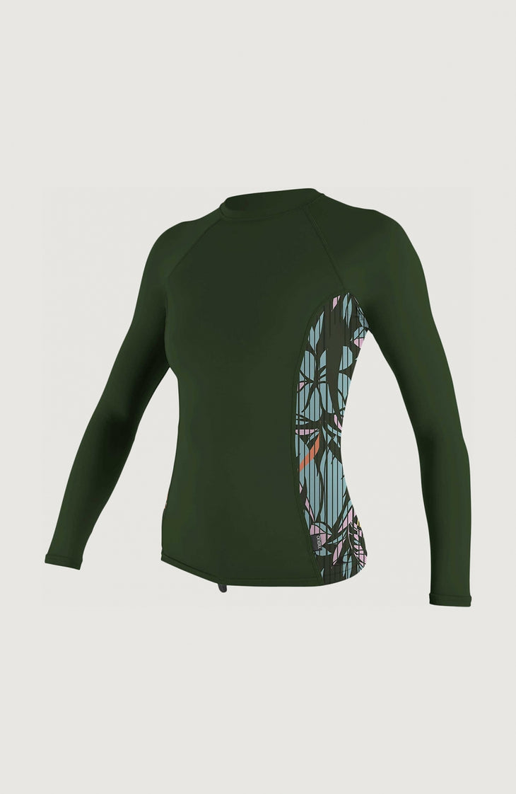Side Print Long Sleeve Rash Guard | Dark Green