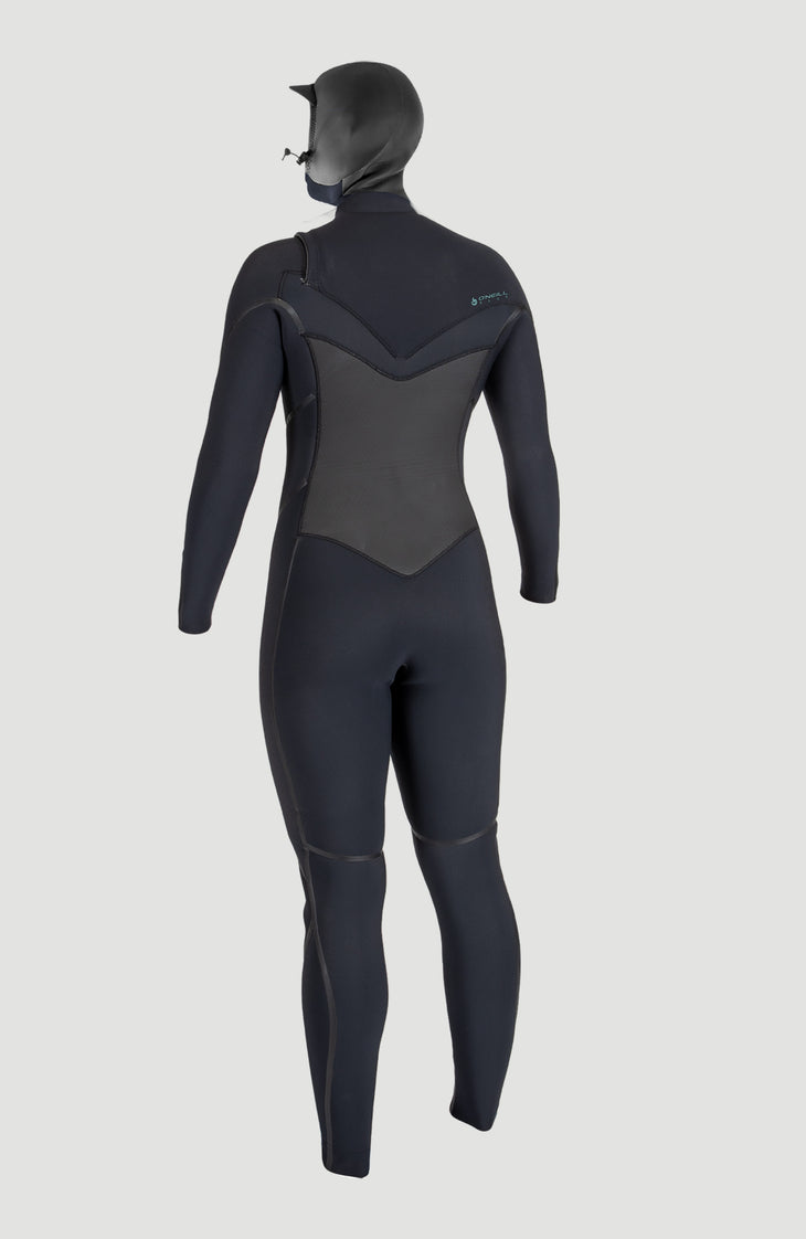 Psycho Tech 6/4mm Chest Zip Full Wetsuit mit Haube | BLACK/BLACK