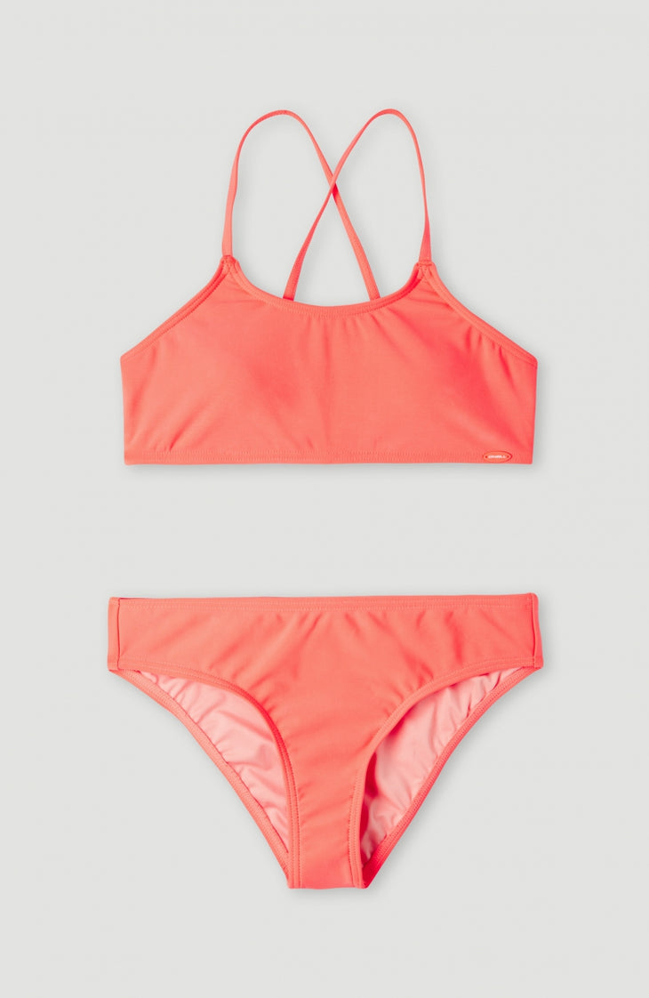 Essentials Bralette-Bikini-Set | Neon Coral