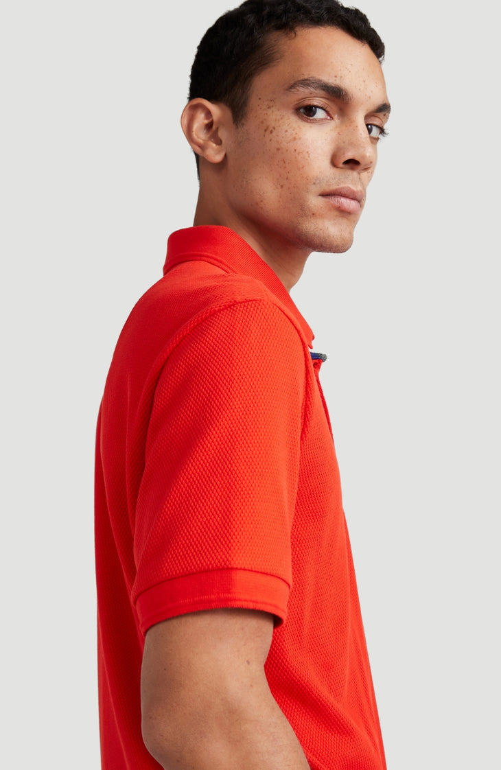 Hybrid Waffle Polo Shirt | Fiery Red -A