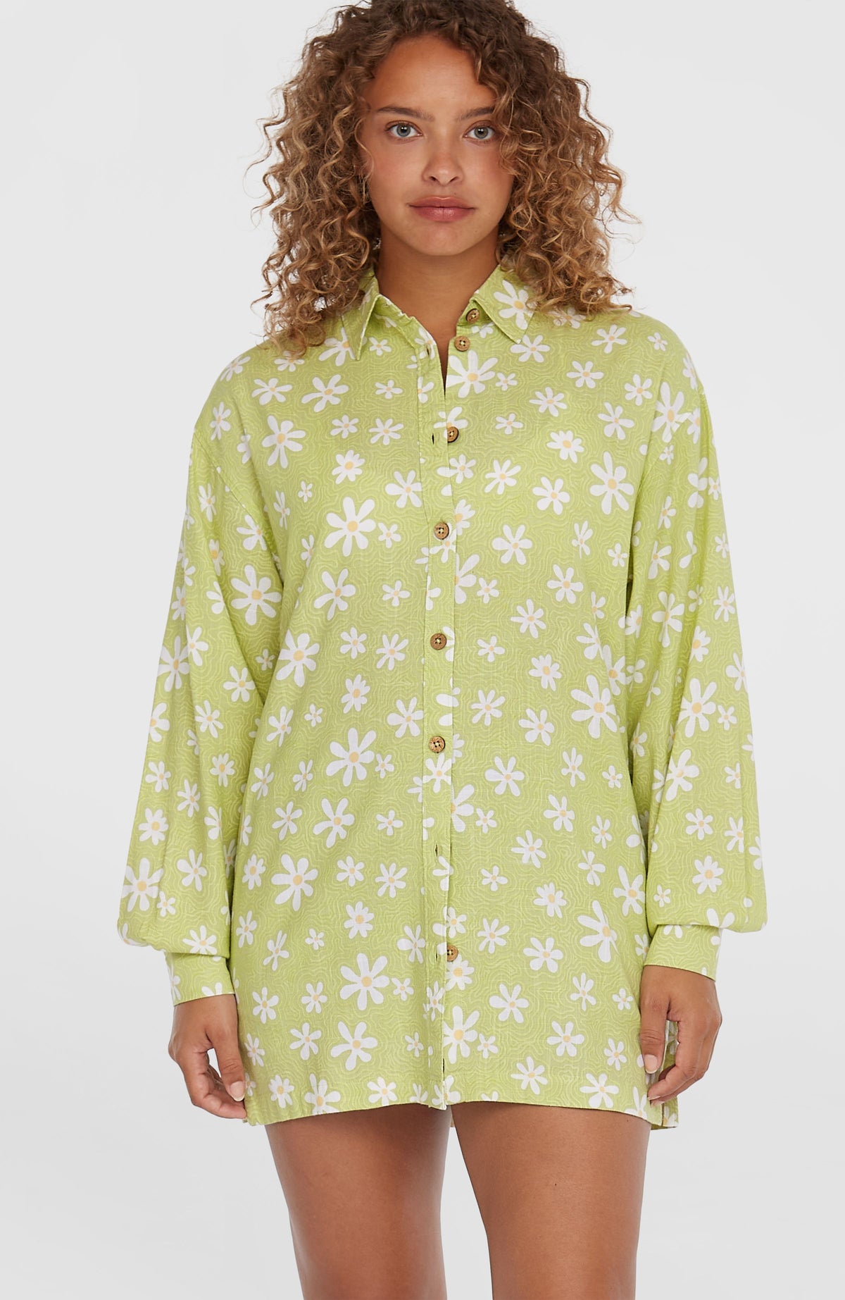 Beach Vintage Longbluse | Green Daisyline
