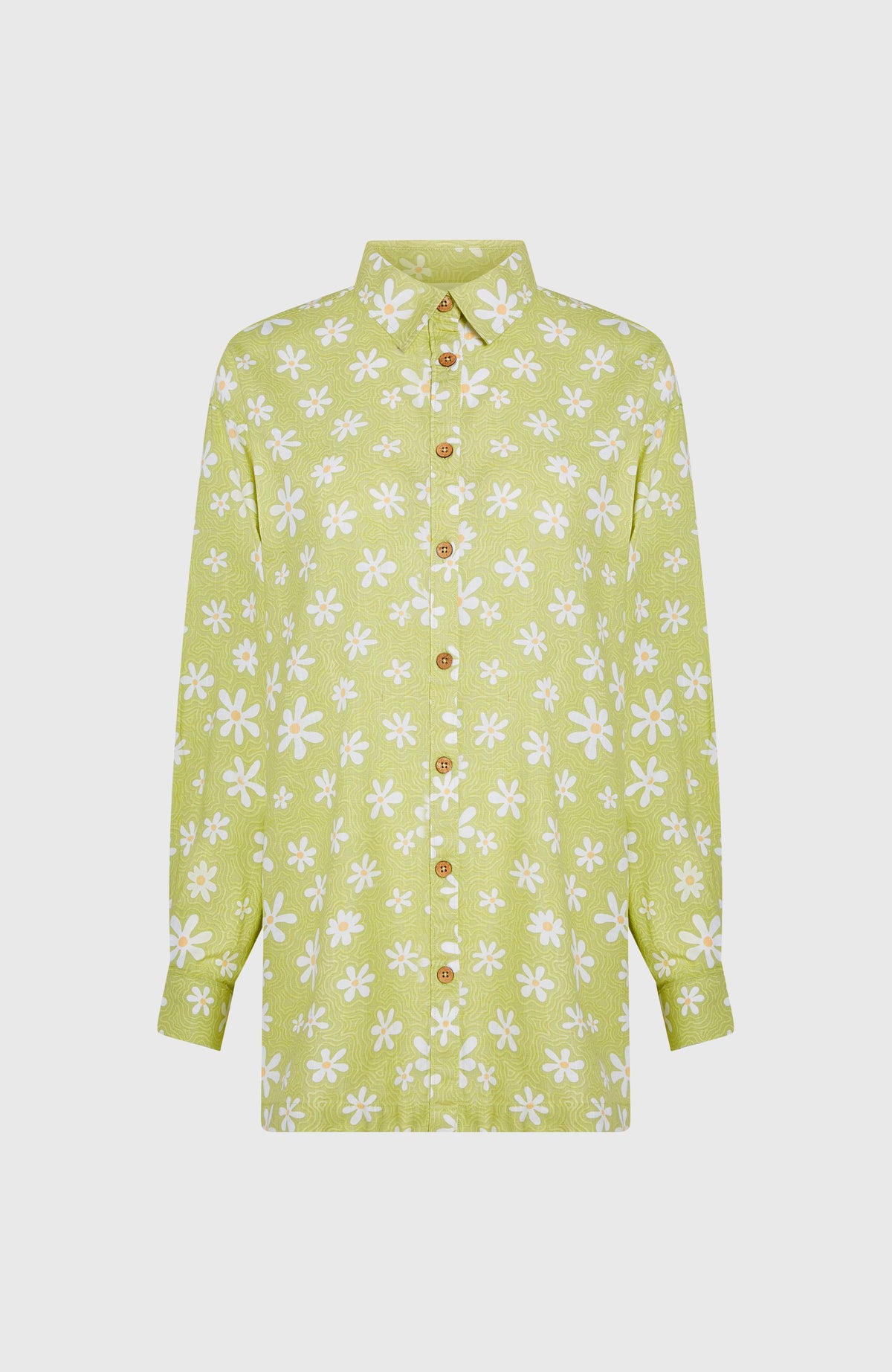 Beach Vintage Longbluse | Green Daisyline