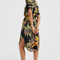 Cali Beach Shirt Kleid | Black Tropical Flower