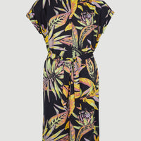 Cali Beach Shirt Kleid | Black Tropical Flower