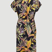 Cali Beach Shirt Kleid | Black Tropical Flower