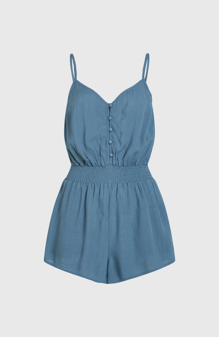 Romper mit Knöpfen und schmalen Trägern | Copen Blue