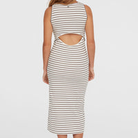 Jess Midi-Rippkleid | White Yarn Dye Stripe