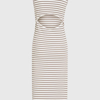 Jess Midi-Rippkleid | White Yarn Dye Stripe