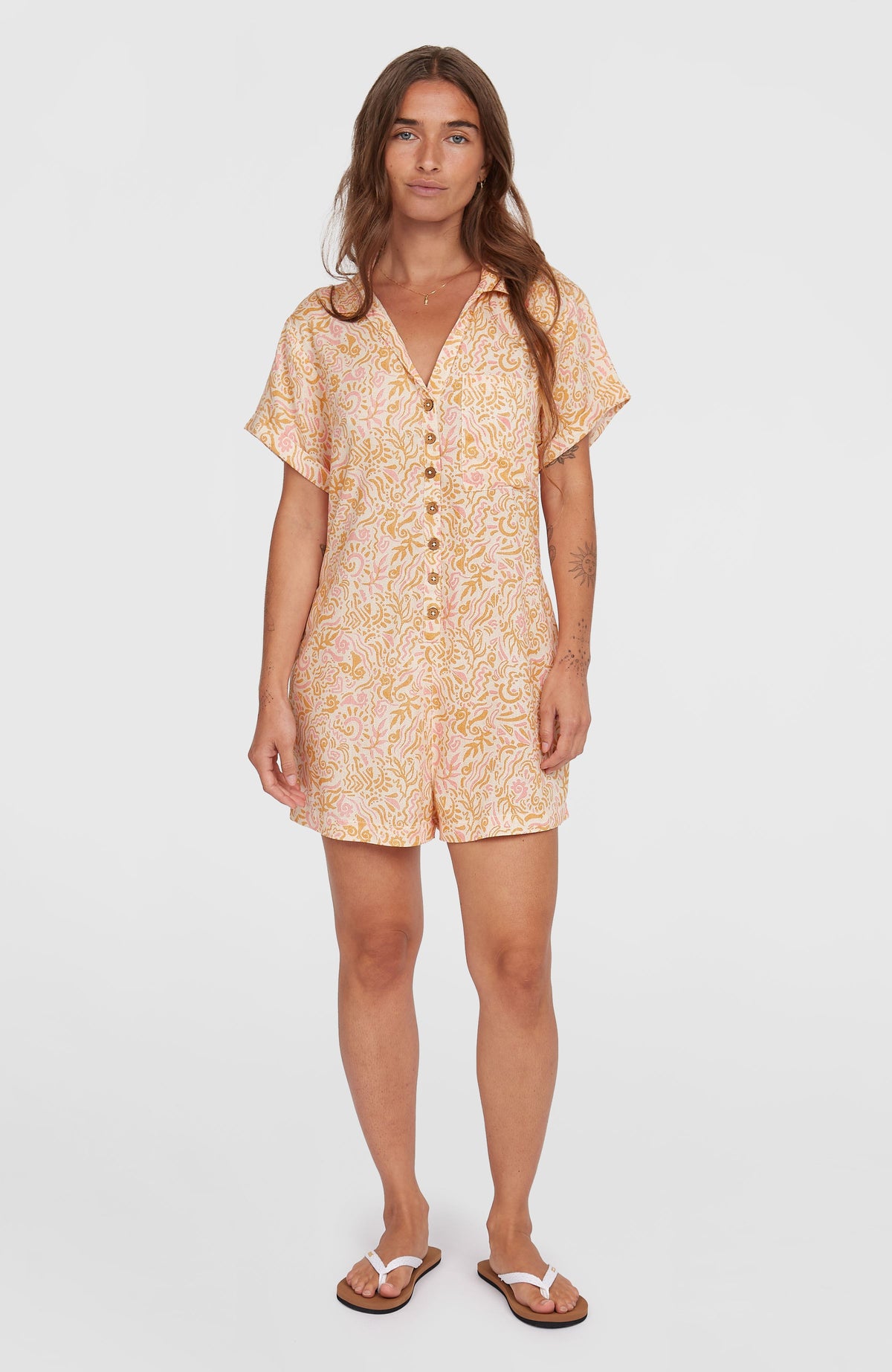 Women of the Wave Romper | White Abstract Wave