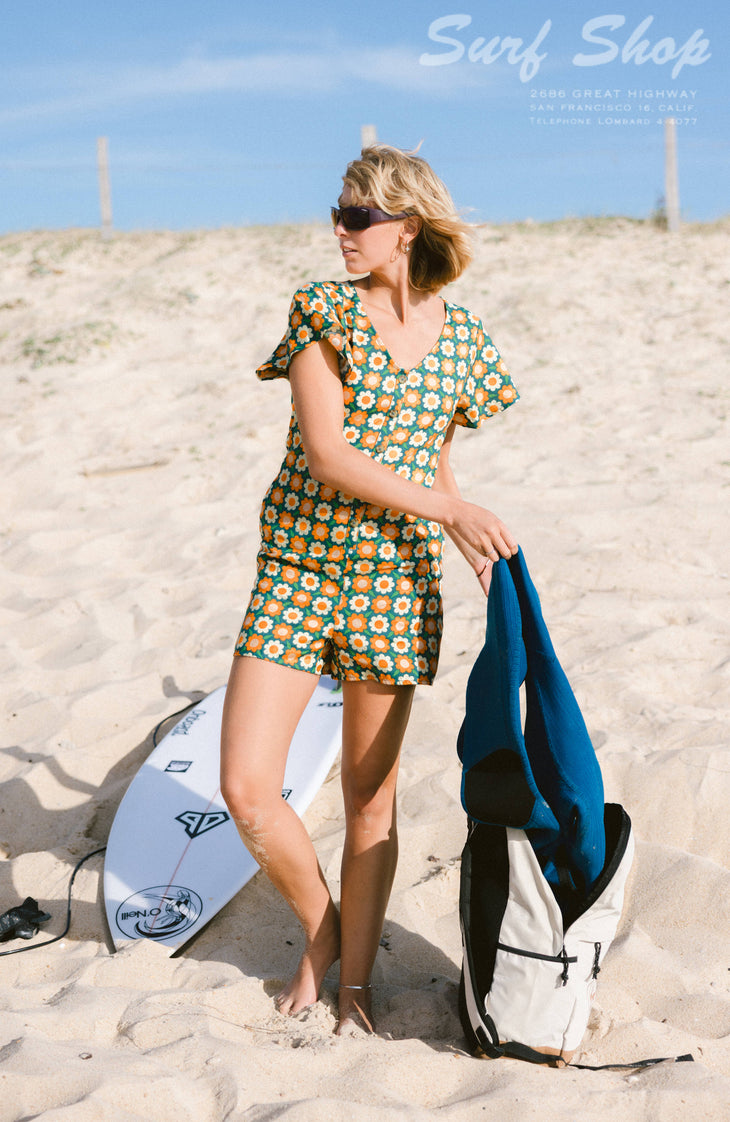 O'Riginals Playsuit | Green Retro Flower