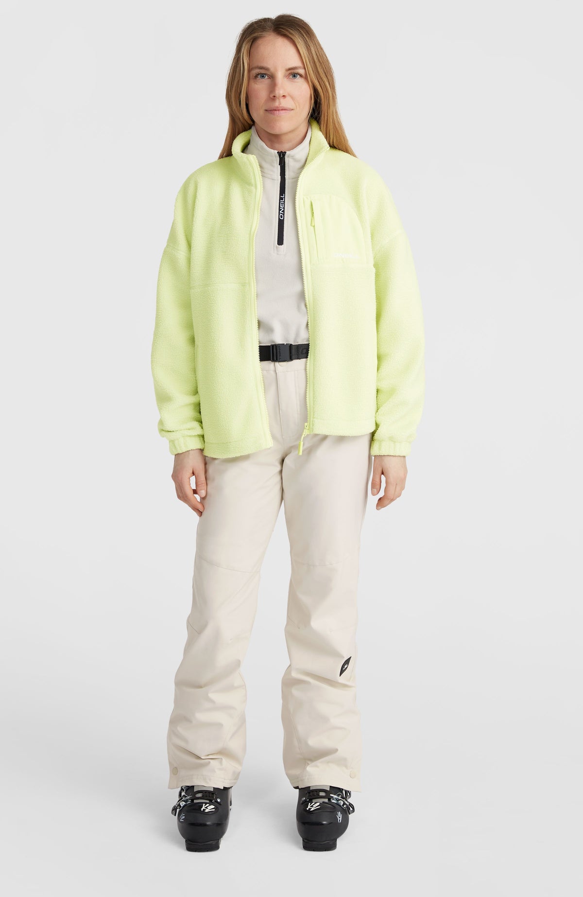 Flauschige Fleecejacke mit Reißverschluss | Lime Wash