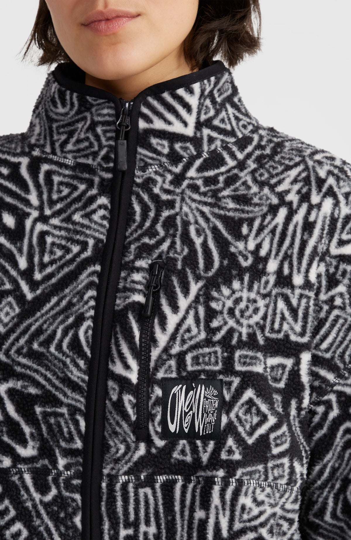 Flauschige Surf Heroes Fleecejacke | White/Black Sketcheritage