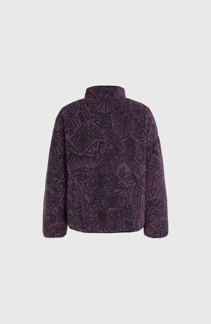 Flauschige Surf Heroes Fleecejacke | Black/Purple Sketcheritage