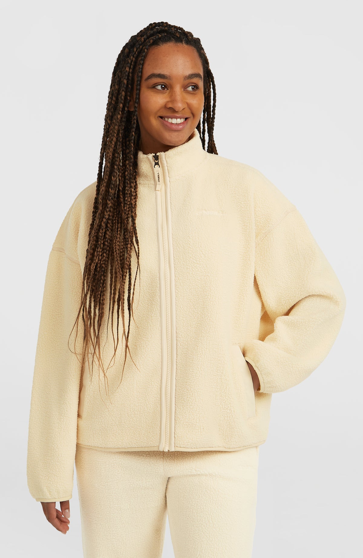 Flauschige Must-Have Fleecejacke mit Reißverschluss | Macaron