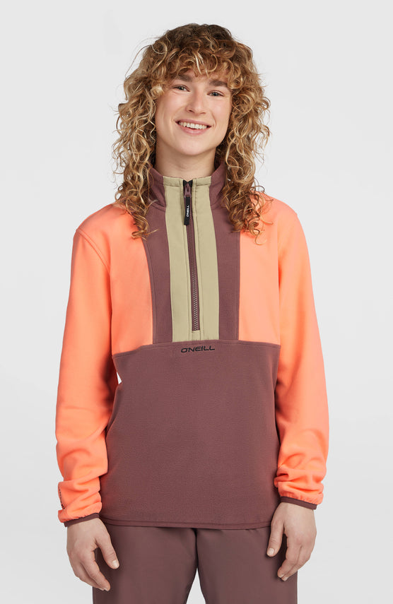 FWC'Cruz Triple Polartec® Fleecepullover mit Halbreißverschluss | Funky Peach Colour Block