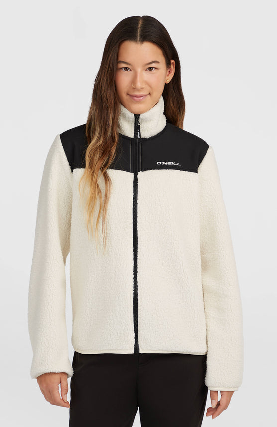 FWC'Cruz Fuzzy Fleecejacke mit Reißverschluss | Linen White Colour Block