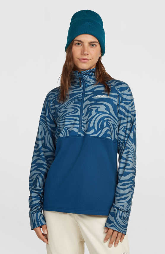 FWC'Cruz Printed Fleecepullover mit Halbreißverschluss | Blue Swirl Zebra