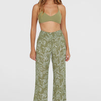 Johnny Smocked Waist Hose | Green Textured Jungle