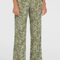 Johnny Smocked Waist Hose | Green Textured Jungle