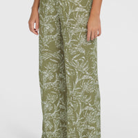 Johnny Smocked Waist Hose | Green Textured Jungle