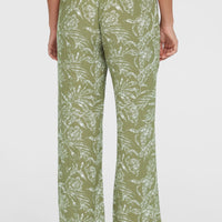 Johnny Smocked Waist Hose | Green Textured Jungle