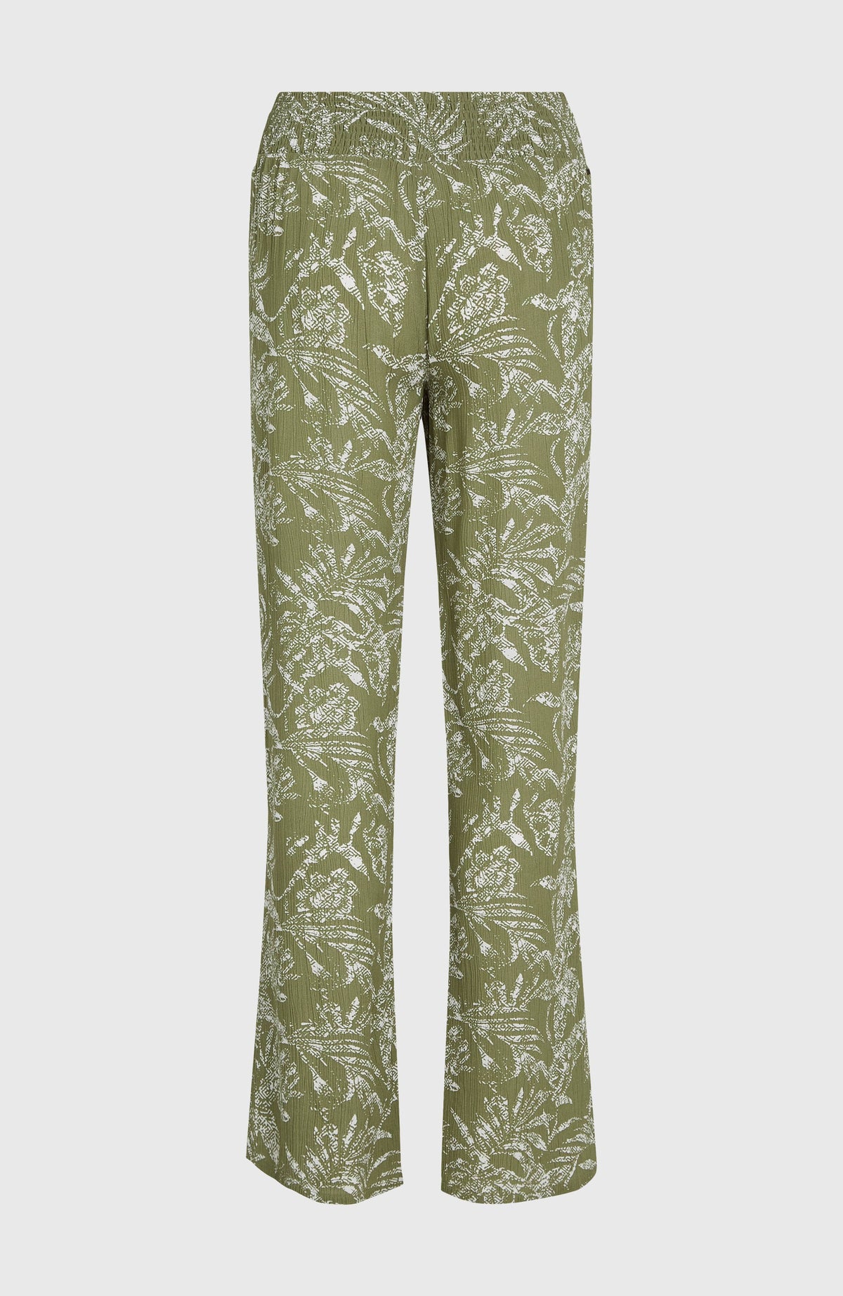 Johnny Smocked Waist Hose | Green Textured Jungle