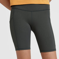 Hike Ribbed High Waist Shorts | Raven
