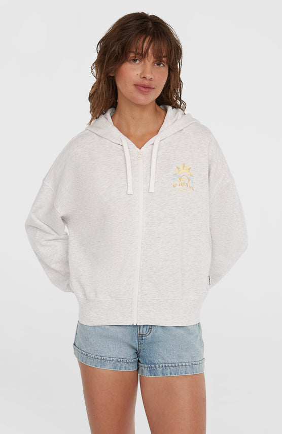 Beach Vintage Kapuzenjacke mit Reißverschluss | White Melange