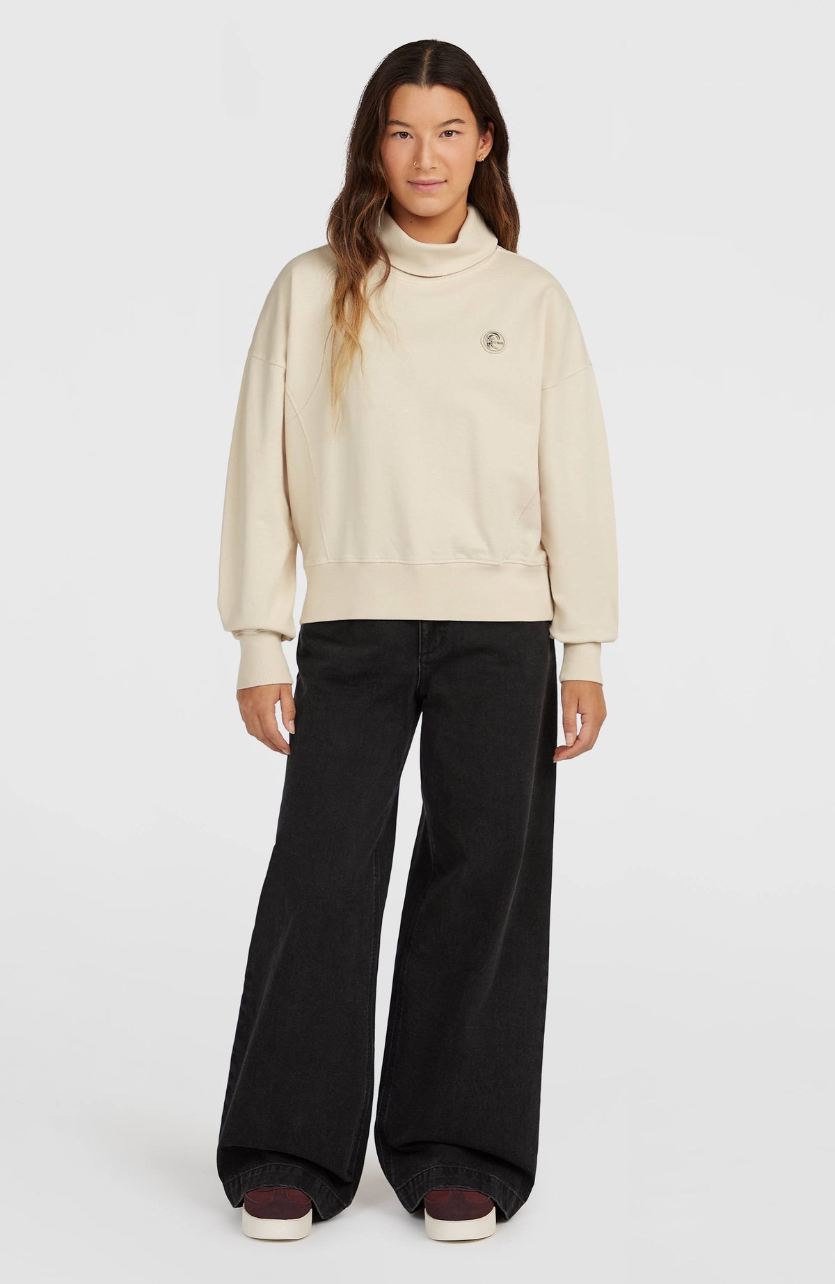 O'Riginals Crew Sweatshirt mit hohem Kragen | Linen White