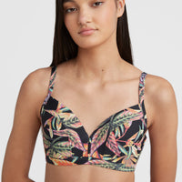 Panama Bikini Oberteil B/E Cup-Größe | Black Tropical Flower