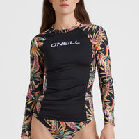 Anglet Longsleeve-Schwimmshirt mit UPF 50+ | Black Tropical Flower