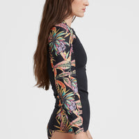 Anglet Longsleeve-Schwimmshirt mit UPF 50+ | Black Tropical Flower