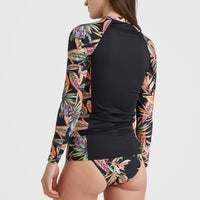 Anglet Longsleeve-Schwimmshirt mit UPF 50+ | Black Tropical Flower