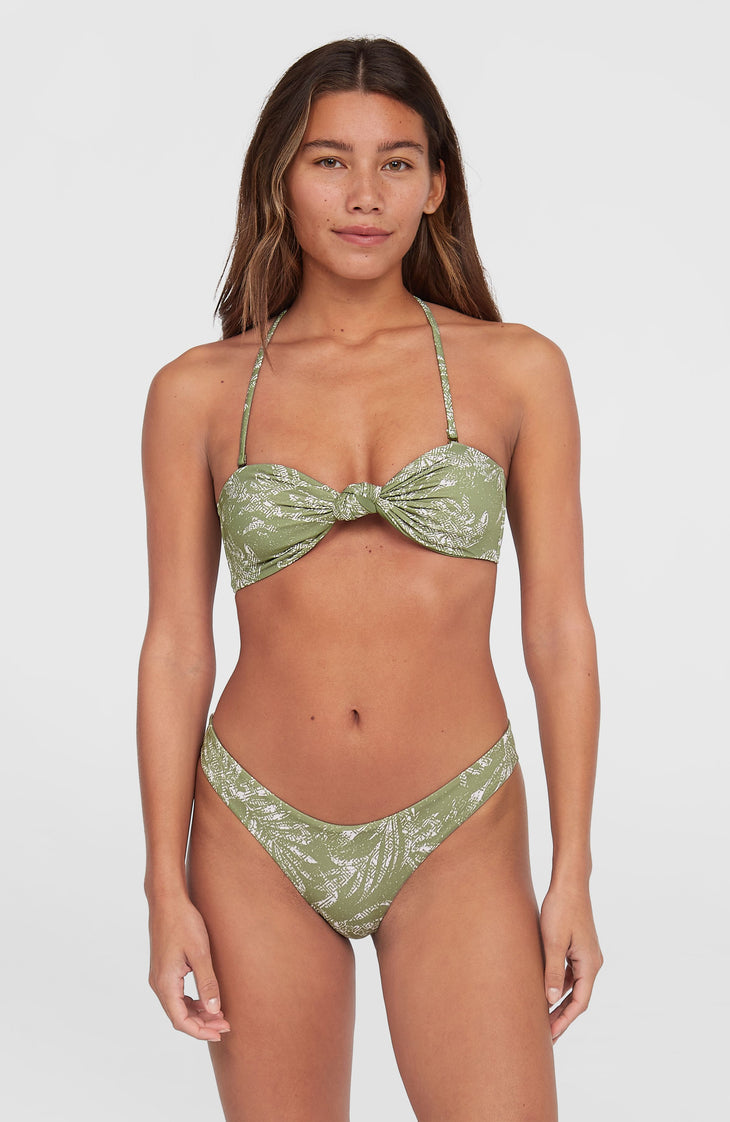 Knot Bandeau Matira Bikini-Set | Green Textured Jungle