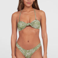 Knot Bandeau Matira Bikini-Set | Green Textured Jungle