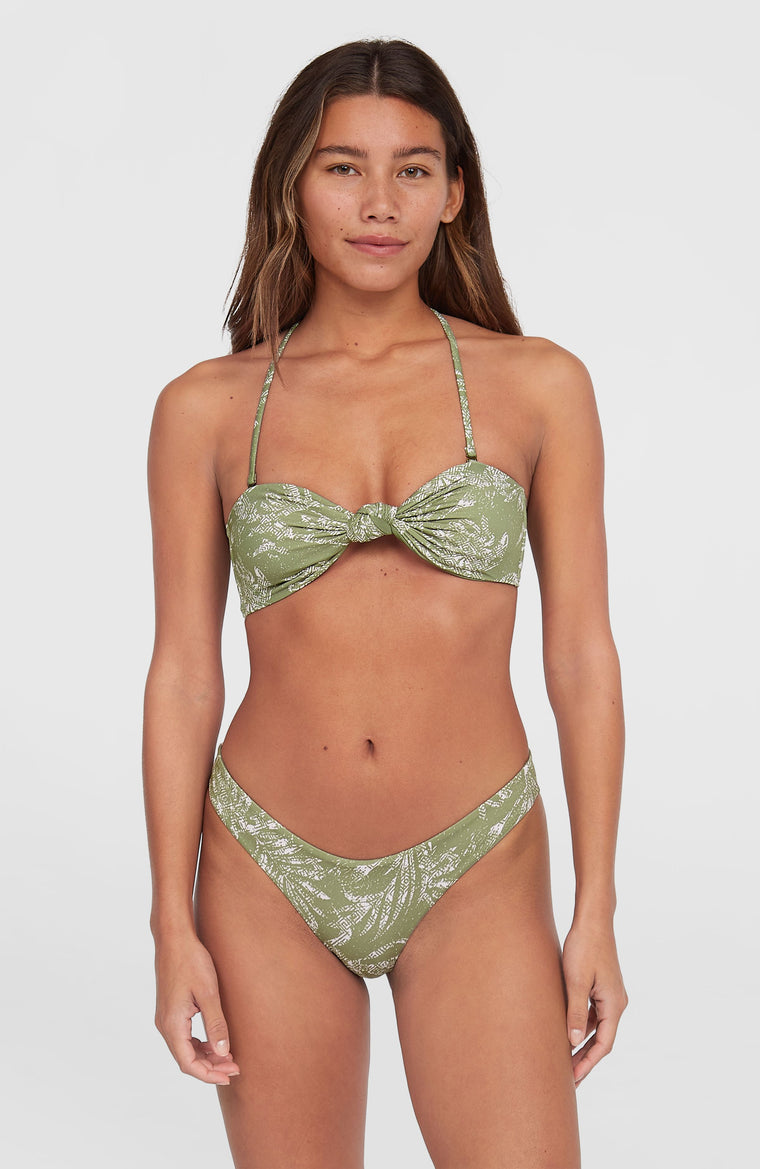 Knot Bandeau Matira Bikini-Set | Green Textured Jungle