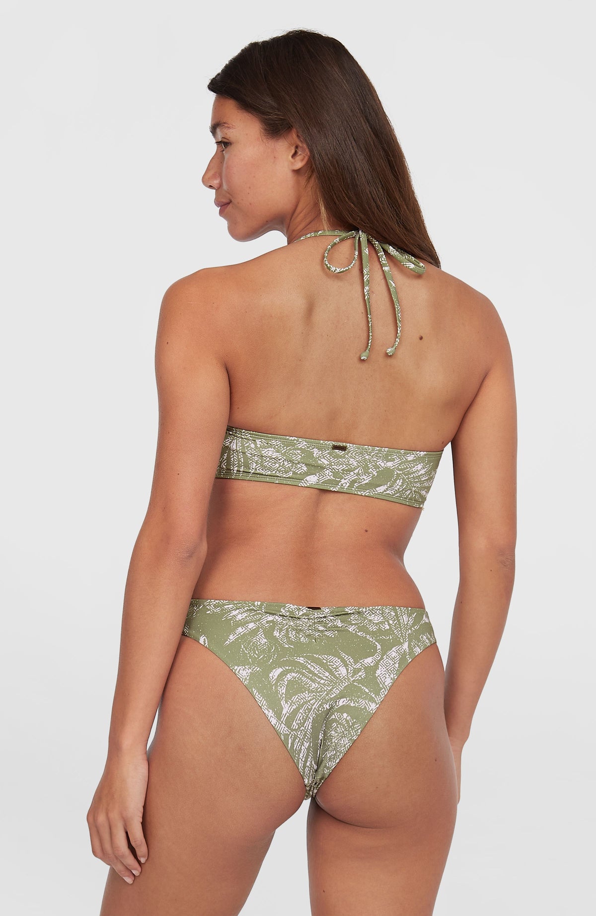 Knot Bandeau Matira Bikini-Set | Green Textured Jungle