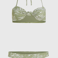 Knot Bandeau Matira Bikini-Set | Green Textured Jungle