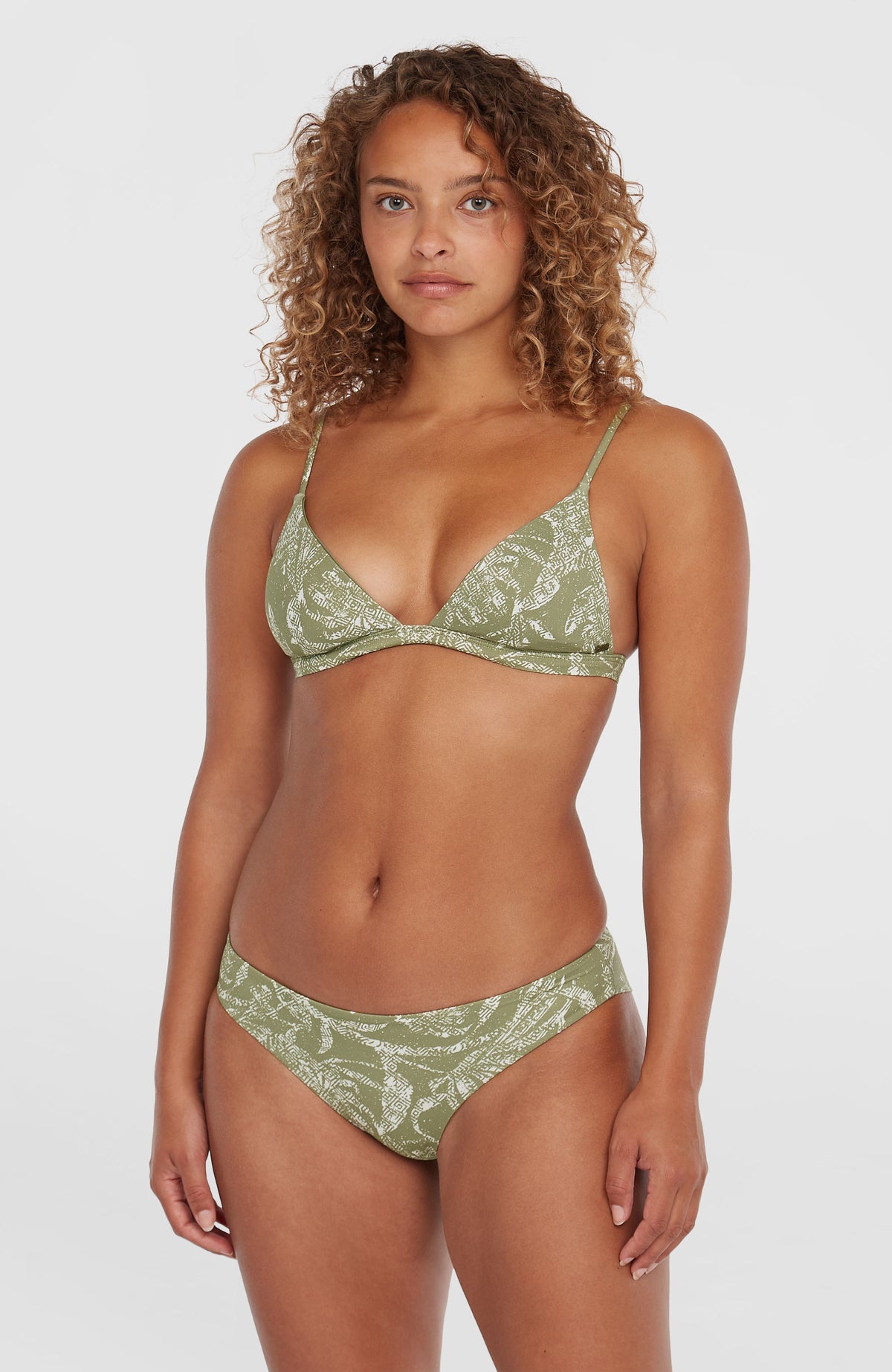 Seaside Tri Bikini-Oberteil | Green Textured Jungle