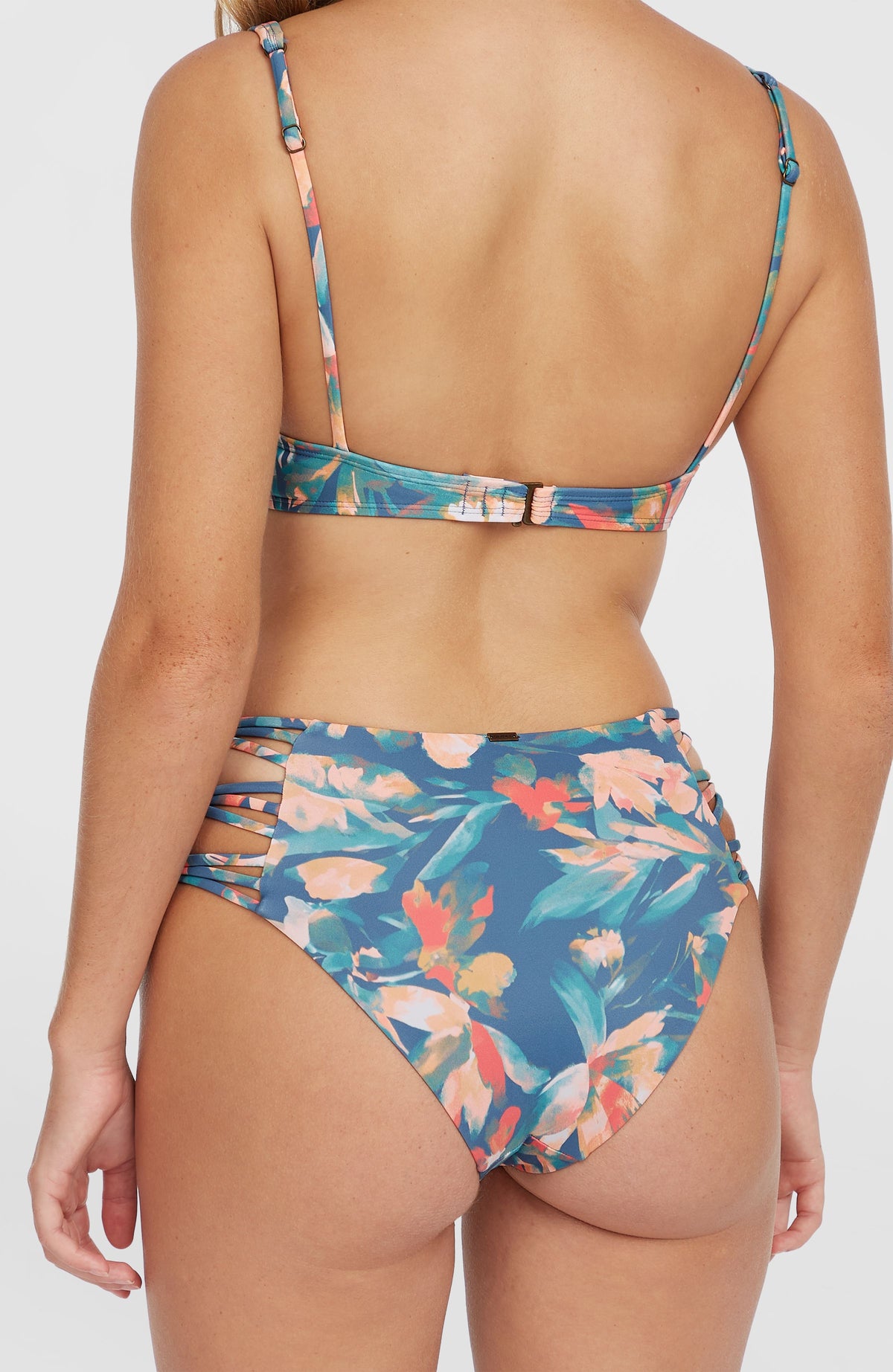 Boulders Bikinihose mit seitlichen Bändern | Blue Painted Tropics