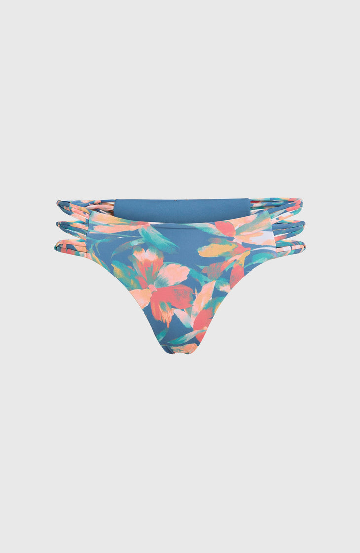 Boulders Bikinihose mit seitlichen Bändern | Blue Painted Tropics